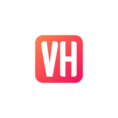 Initial letter VH, rounded letter square logo, modern gradient red color	
 
