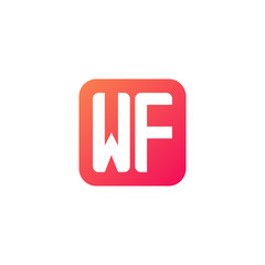 Initial letter WF, rounded letter square logo, modern gradient red color	
 
