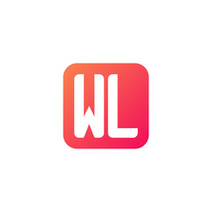 Initial letter WL, rounded letter square logo, modern gradient red color	
 
