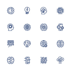 Vector icon set for artificial intelligence concept. Various symbols for the topic AI using flat design