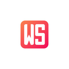 Initial letter WS, rounded letter square logo, modern gradient red color	
 
