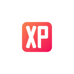 Initial letter XP, rounded letter square logo, modern gradient red color	
 
