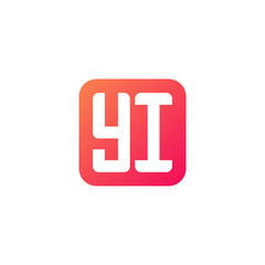 Initial letter YI, rounded letter square logo, modern gradient red color	
 
