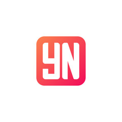 Initial letter YN, rounded letter square logo, modern gradient red color	
 
