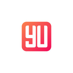 Initial letter YU, rounded letter square logo, modern gradient red color	
 
