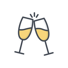 Wedding colored icon champagne glass