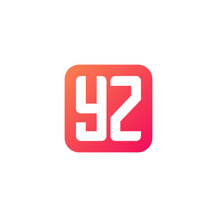 Initial letter YZ, rounded letter square logo, modern gradient red color	
 
