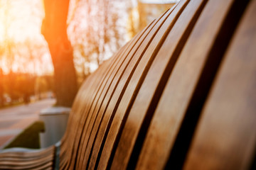 Park wooden bench. Outdoor Garden bench.