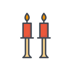 Valentines day holiday colored icon candle