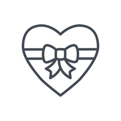 Valentines day holiday line icon heart ribbon chocolate