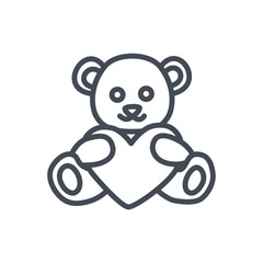 Valentines day holiday line icon bear heart love