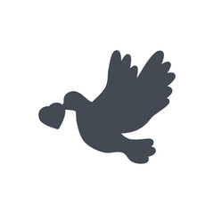 Valentines day holiday silhouette icon pigeon love