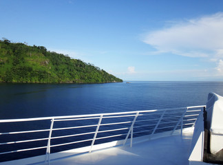 Scene of the crater of Garove Island from a cruise ship, Papua New Guinea.
