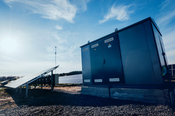 Inverter and store energy building. Solar cell park