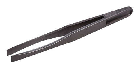 black plastic tweezers with flat straight tip