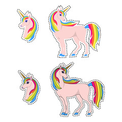 Unicorn, rainbow hair, set, patch
