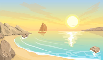 Seascape bay sunset