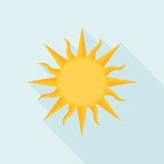 Sun icon with long shadow, flat design vector