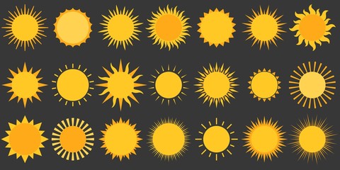 Sun collection vector icon, flat design - 167573938