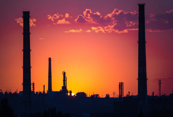 Sunset and factories