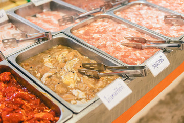 raw meat for buffet line