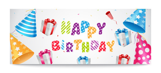 Obraz premium Colorful Happy Birthday Balloons Banner for Party