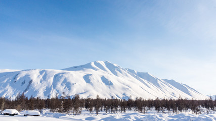 Obraz premium Mountain, morning, winter, snow landscape