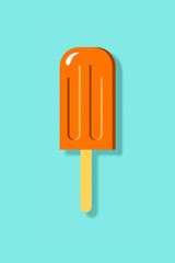 Orange Popsicle Flat Icon Illustration