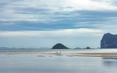 Sea Landscape,and island on sunset background