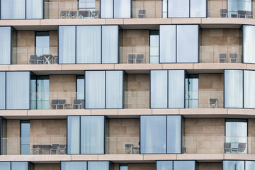Obraz premium Facade modern building along river Thames in London, England