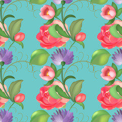 Seamless rose pattern. Vector illustration