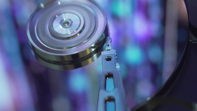 Hard Disk Drive, computer data storage, blue surface.