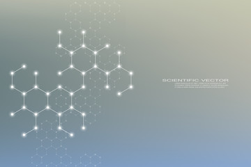 Hexagonal structure molecule dna of neurons system, genetic and chemical compounds. Vector illustration.