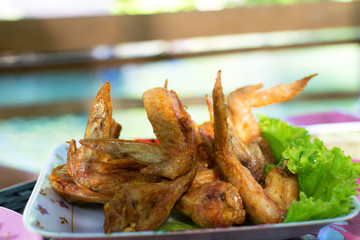 Fried chicken wings, food Thailand