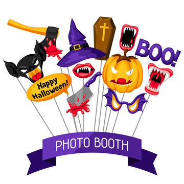 Halloween photo booth props. Accessories for festival and party