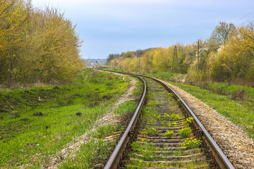 Fototapeta na wymiar Railway line passing through the forest
