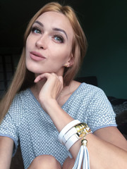 Selfie beautiful young slim girl