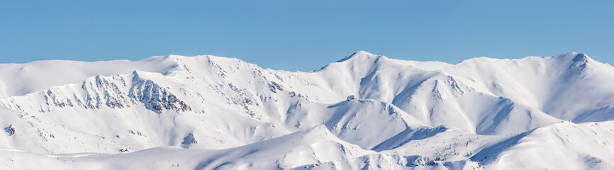 Mountain, morning, winter, snow landscape