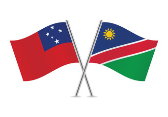 Samoa and Namibia flags.Vector illustration.