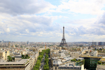 PARIS, JULY 2017: Skyline with view on Eiffel Tower, Paris