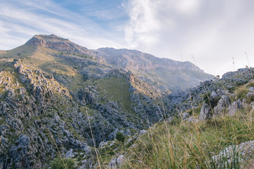 mediterranean mountains against blue sky
