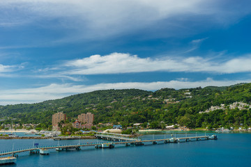 Fototapeta na wymiar Panorama of port in Ocho Rios in Jamaica