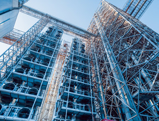 Modern silos for storing grain harvest. Agriculture.