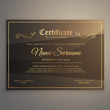 certificate template or diploma design in luxury golden style