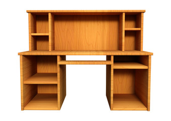 3D Rendering Wooden Desk on White