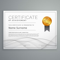 diploma certificate design template with wavy shape - obrazy, fototapety, plakaty