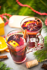 Spices in mulled wine, close up