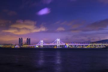 Twilight at gwangan bridge,Busan,South Korea.