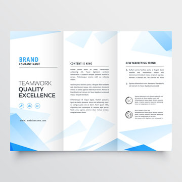 abstract blue business tri fold brochure design vector illustration