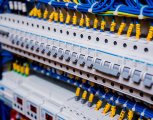 Voltage switchboard with circuit breakers.